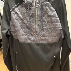 Peter Millar Black and Gray Camo Quarter-Zip Pullover